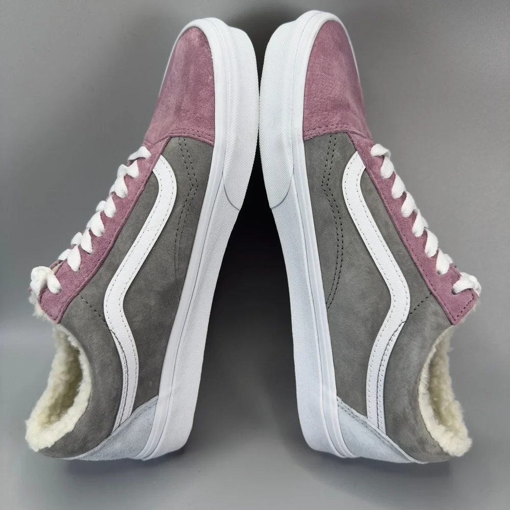 Vans Old Skool Mens 9.5 9 1/2 Pink Gray Blue Shoes Sherpa Suede Water Repellent - Picture 7 of 16